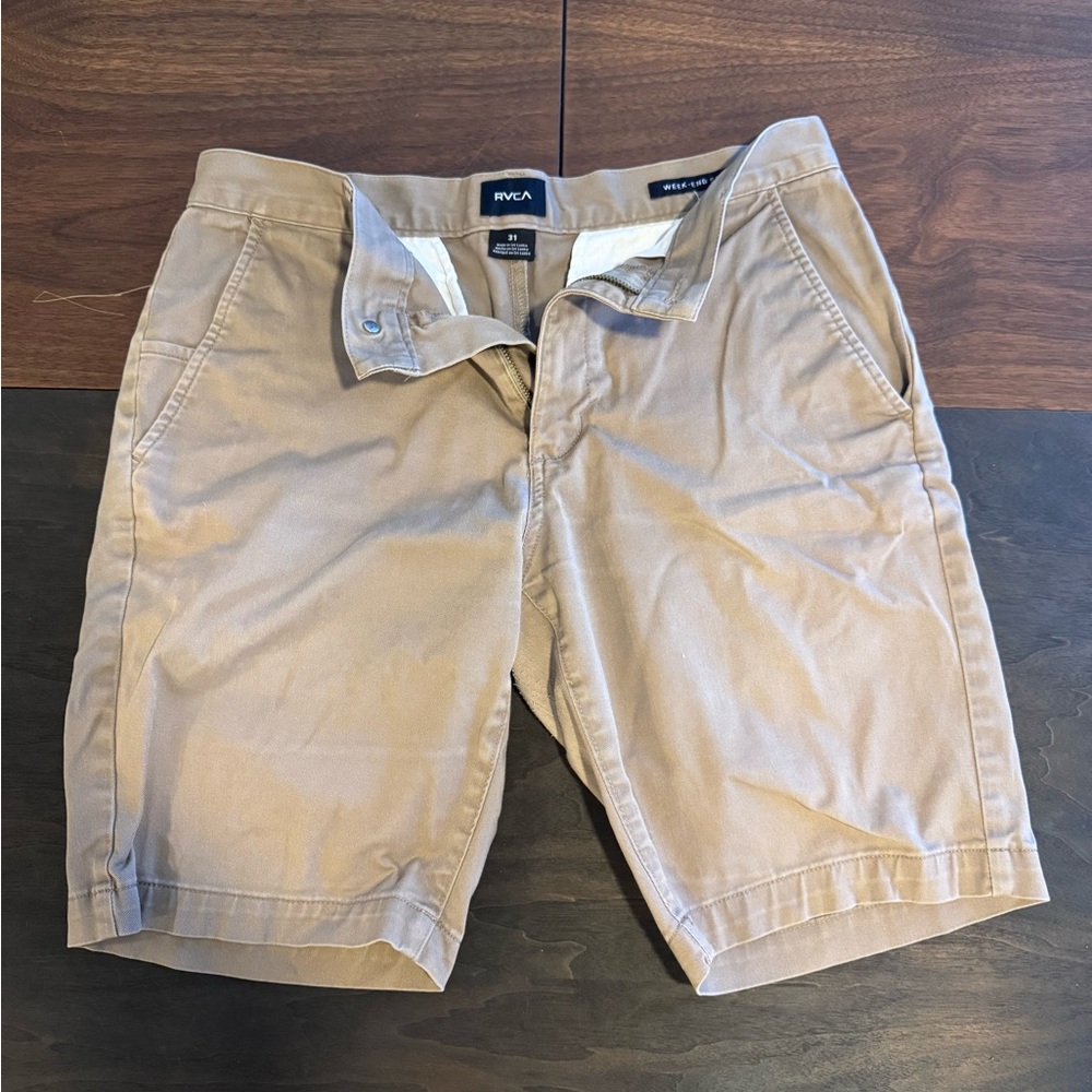 RVCA Men's Light Brown Flat Front Shorts